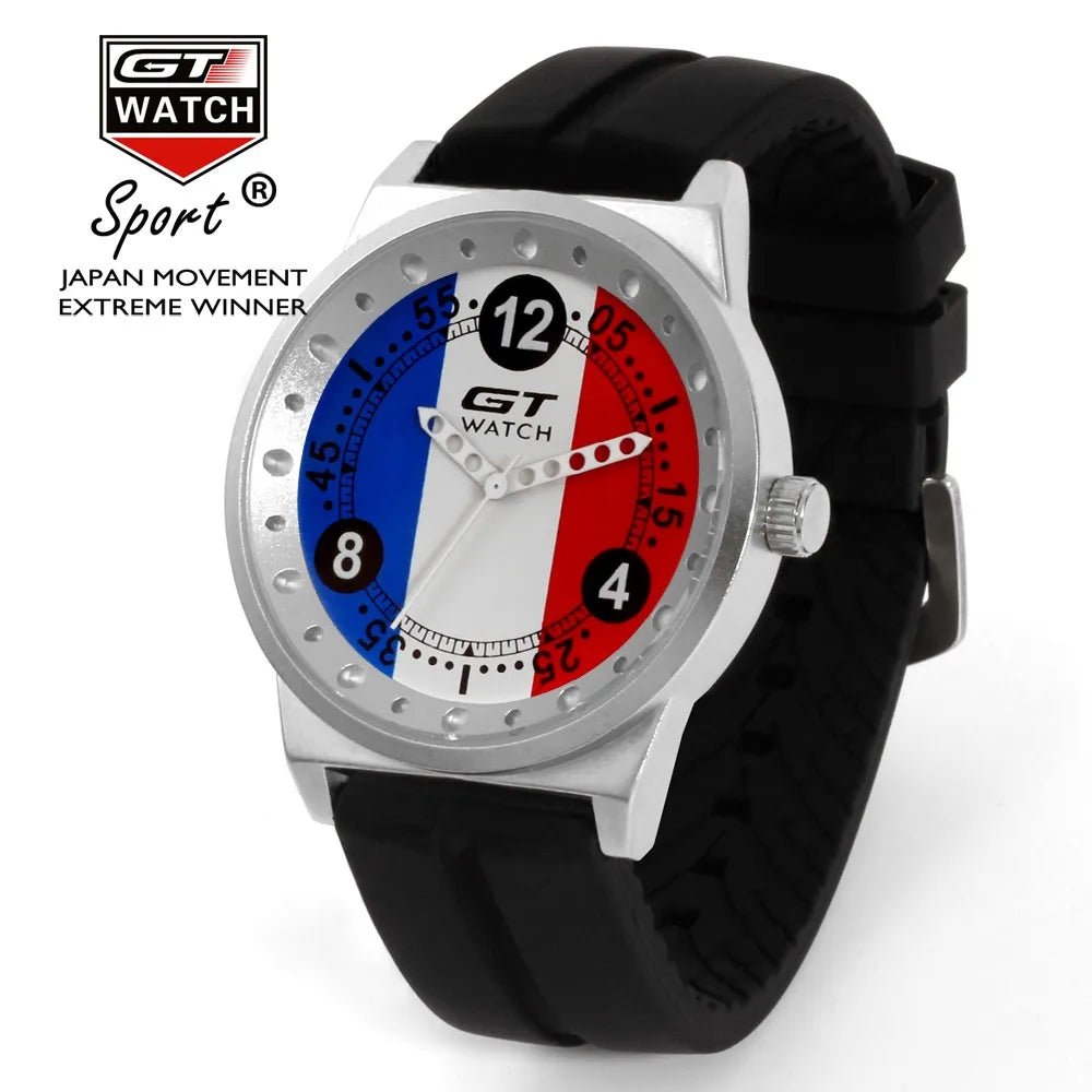 GT Watch Men Fashion Brand Watches Germany Flag F1 Sport Watches Silicone Strap Quartz-Watch relogio masculino reloj hombre.