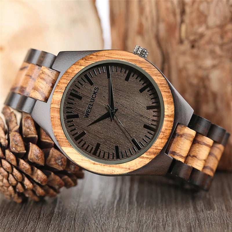 WEELUCKS v3001 nouvelle montre unisexe en bois style simple bracelet en bois boîtier en bois créatif montre de sport de loisirs de mode pour jeunes