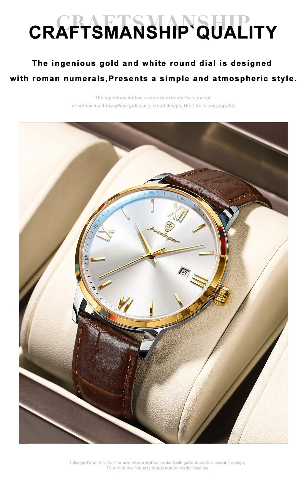 POEDAGAR Men's Watches Top Brand Luxury Men Wrist Watch Leather Quartz Watch Sports Waterproof Male Clock Business Watch +Box