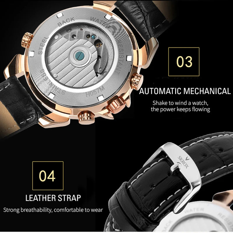 SKROX Tourbillon Automatic Movement Man Knight Watch Mechanical Sports Wrist Watches Original High-End Luxury Field Clockwork