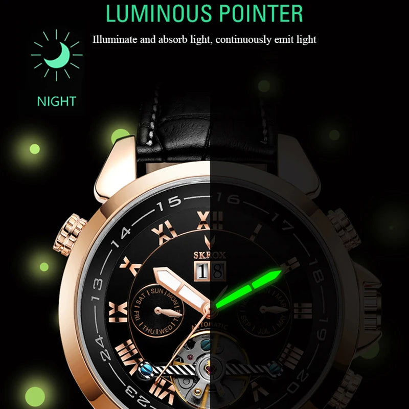 SKROX Tourbillon Automatic Movement Man Knight Watch Mechanical Sports Wrist Watches Original High-End Luxury Field Clockwork