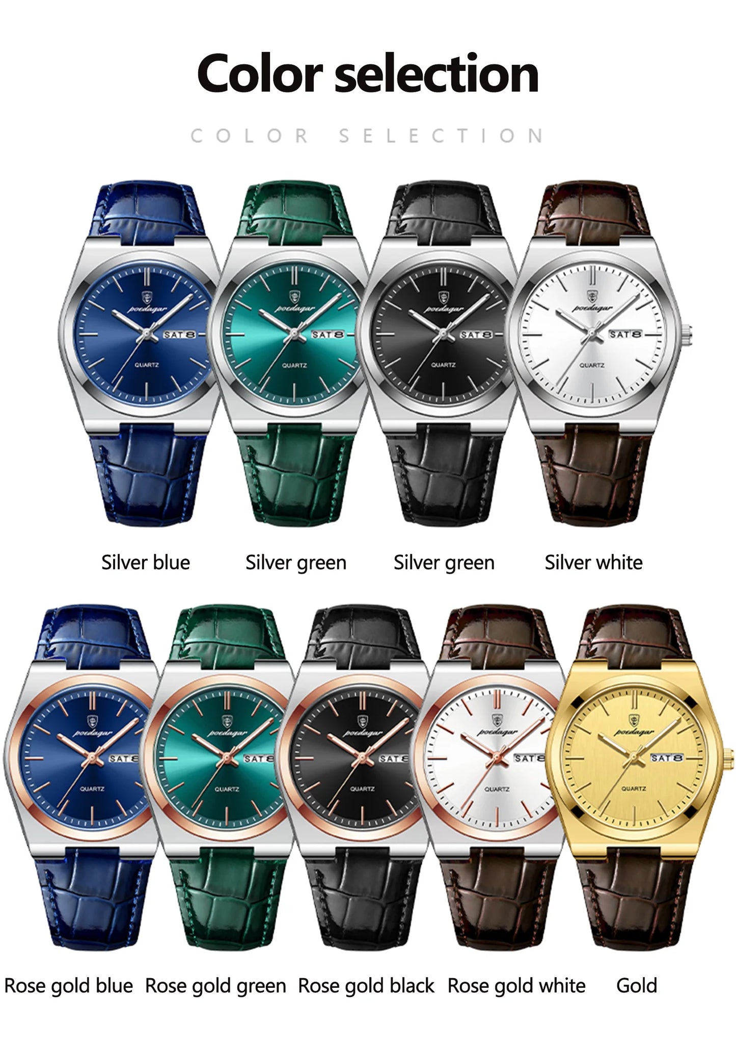 POEDAGAR Luxury Watch for Men Military Leather Man Wristwatch Quartz Clock Waterproof Luminous Date Week Men's Watches Reloj+box