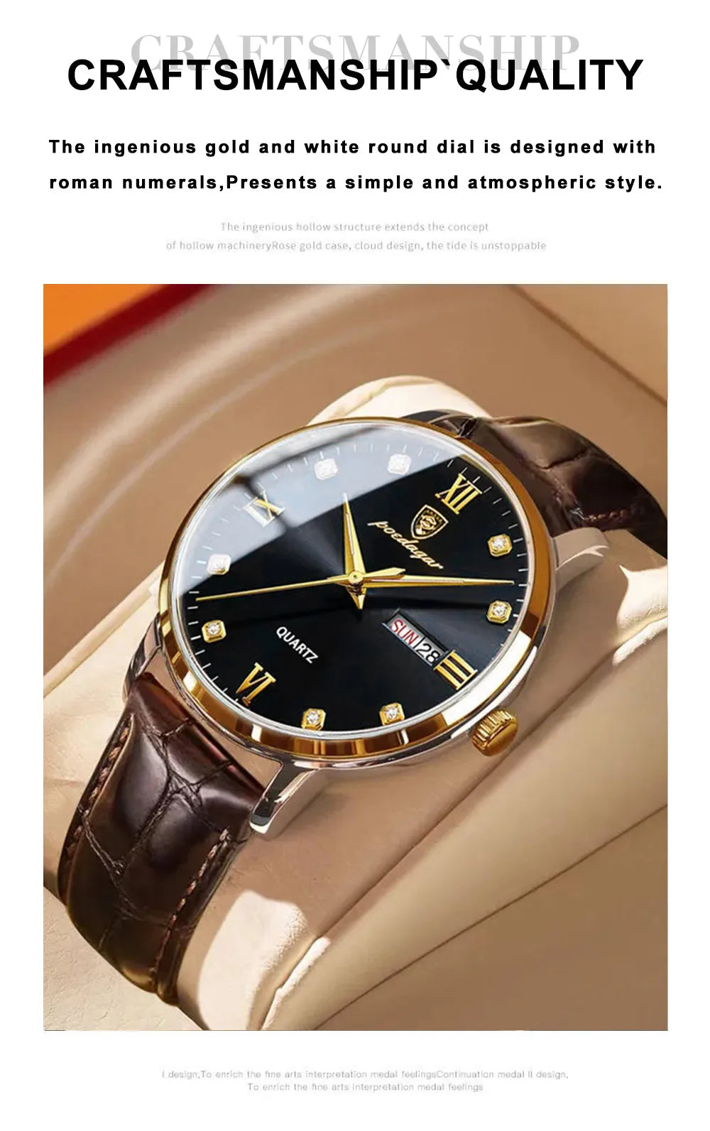 POEDAGAR Men's Watches Top Brand Luxury Men Wrist Watch Leather Quartz Watch Sports Waterproof Male Clock Relogio Masculino+Box