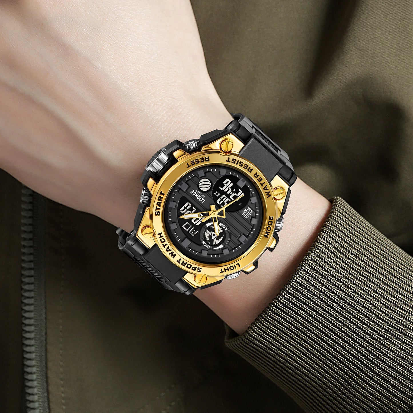 New LOQNCE Watch 98002 Fashion Men's Watch High Quality Analog-Digital Movement Calendar Luminous 50M Waterproof Watches