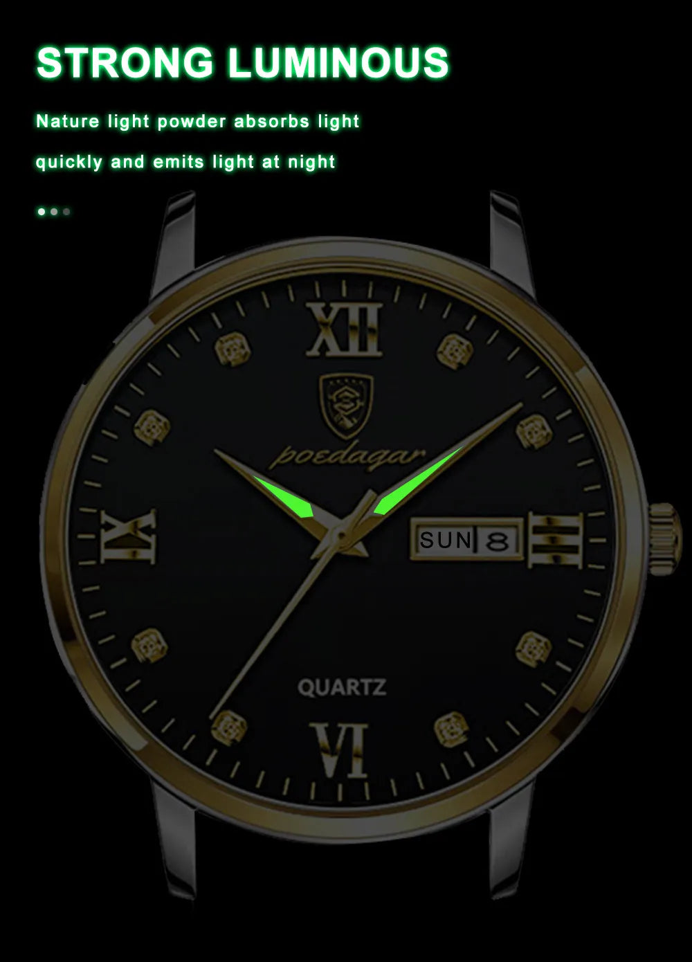 POEDAGAR Men's Watches Top Brand Luxury Men Wrist Watch Leather Quartz Watch Sports Waterproof Male Clock Relogio Masculino+Box