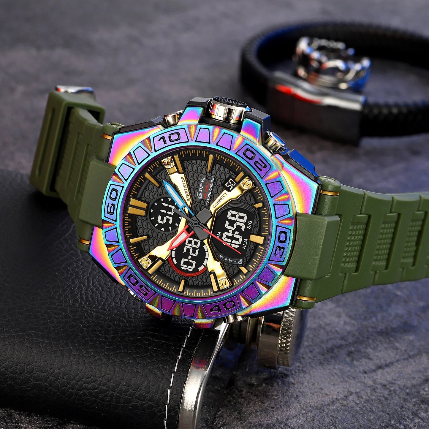 STRYVE Watch for Men's Digital-Analog Dual Movement Multifunction Waterproof Watches Fashion Sports Men's Wrist Watch 8026