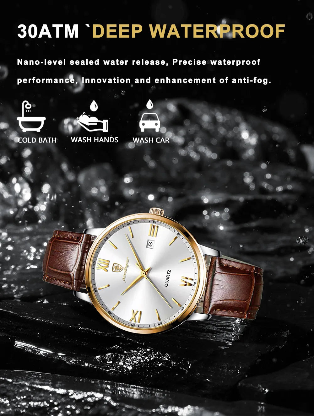 POEDAGAR Men's Watches Top Brand Luxury Men Wrist Watch Leather Quartz Watch Sports Waterproof Male Clock Business Watch +Box