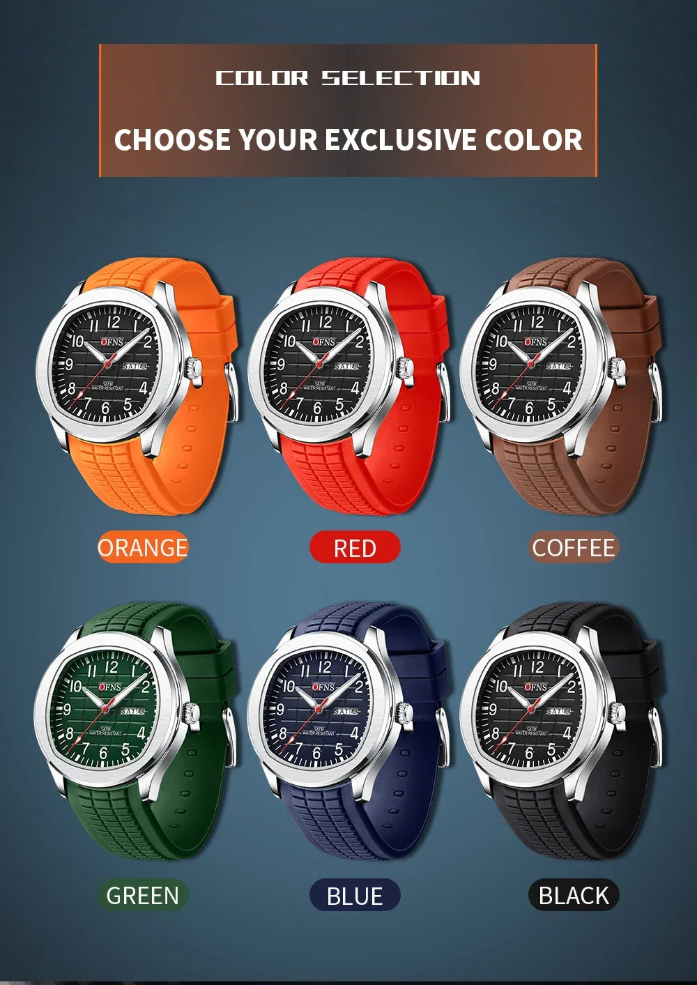OFNS Top 8018 Montre à quartz pour homme avec bracelet en acier et calendrier, étanche, tendance, 2024