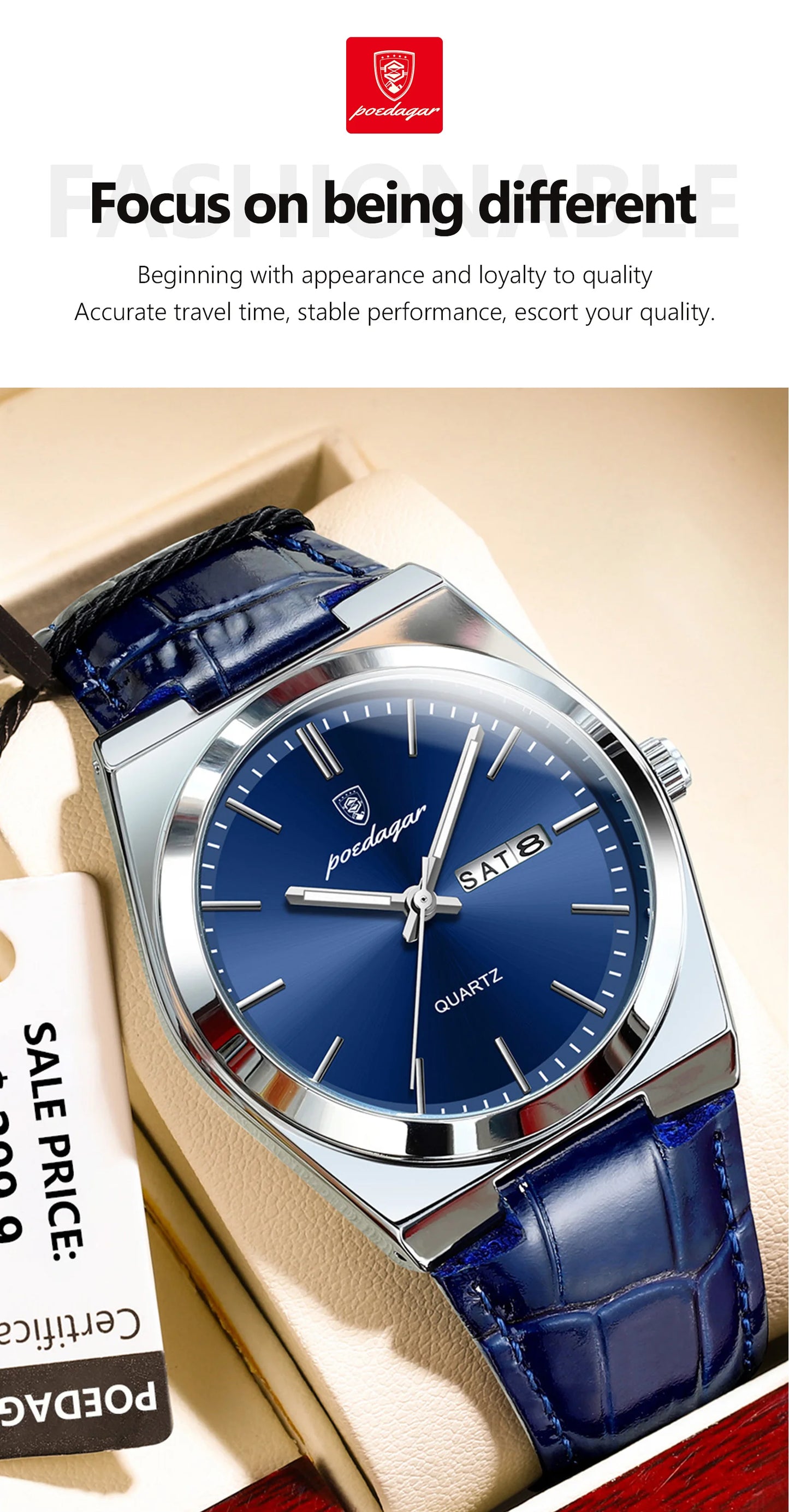 POEDAGAR Luxury Watch for Men Military Leather Man Wristwatch Quartz Clock Waterproof Luminous Date Week Men's Watches Reloj+box