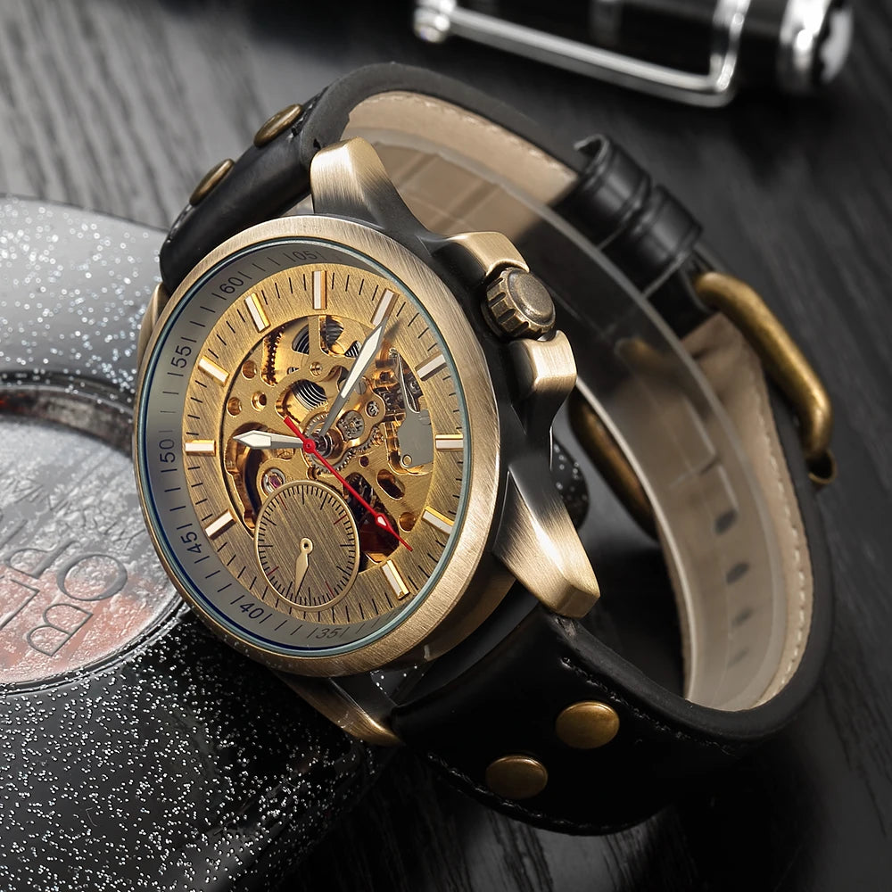 AUTOMATIC WATCH MAN MECHANICAL WATERPROOF WRIST WATCHES For Men LUXURY SKELETON MALE CLOCK STAINLESS STEEL SELF WIND Mens Watch