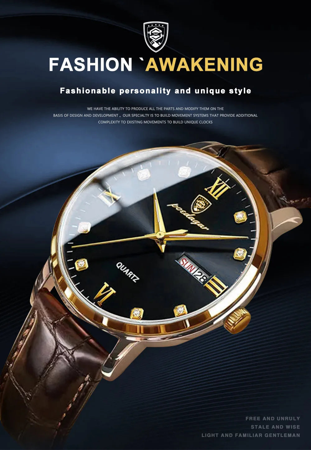 POEDAGAR Men's Watches Top Brand Luxury Men Wrist Watch Leather Quartz Watch Sports Waterproof Male Clock Relogio Masculino+Box