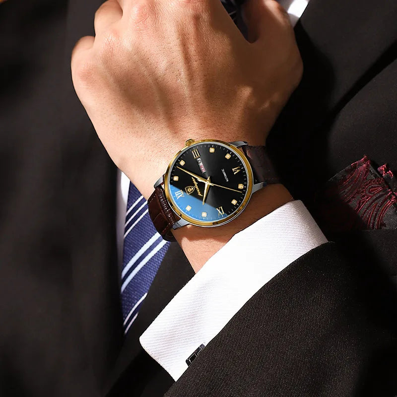 POEDAGAR Men's Watches Top Brand Luxury Men Wrist Watch Leather Quartz Watch Sports Waterproof Male Clock Relogio Masculino+Box