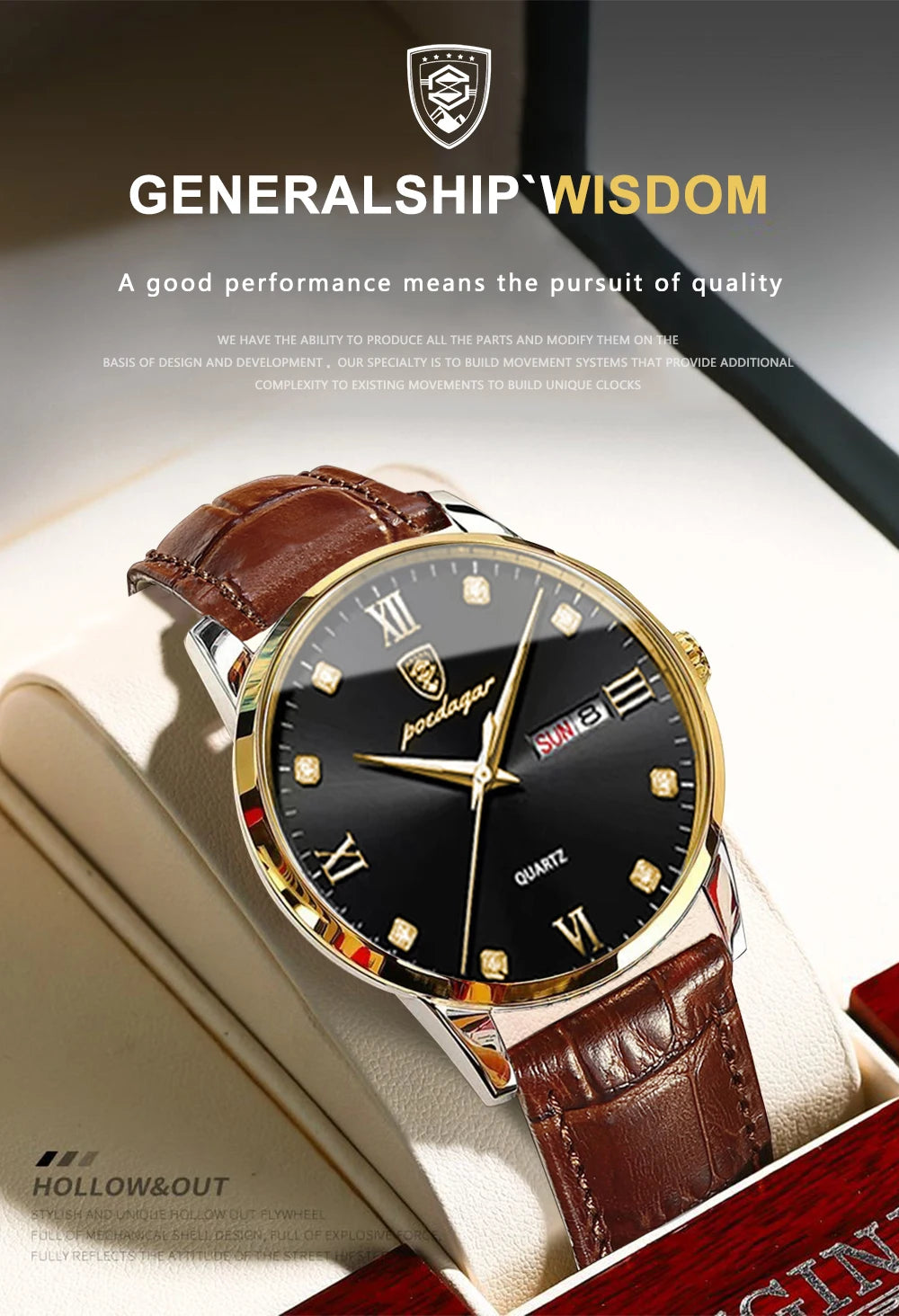 POEDAGAR Men's Watches Top Brand Luxury Men Wrist Watch Leather Quartz Watch Sports Waterproof Male Clock Relogio Masculino+Box