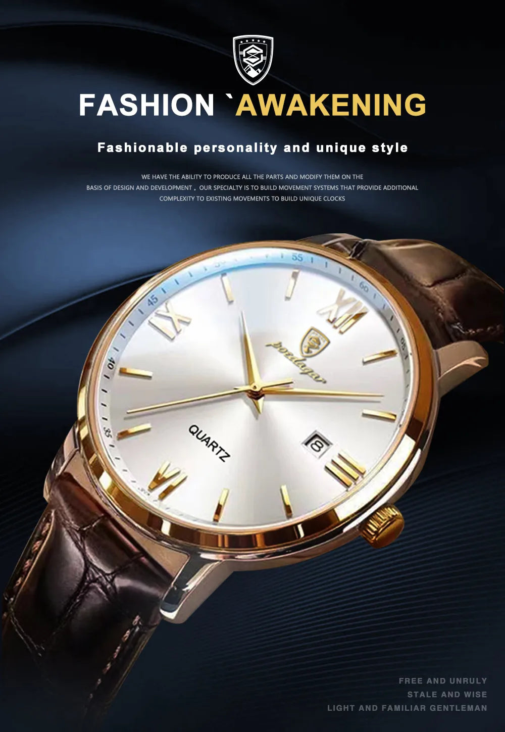 POEDAGAR Men's Watches Top Brand Luxury Men Wrist Watch Leather Quartz Watch Sports Waterproof Male Clock Business Watch +Box