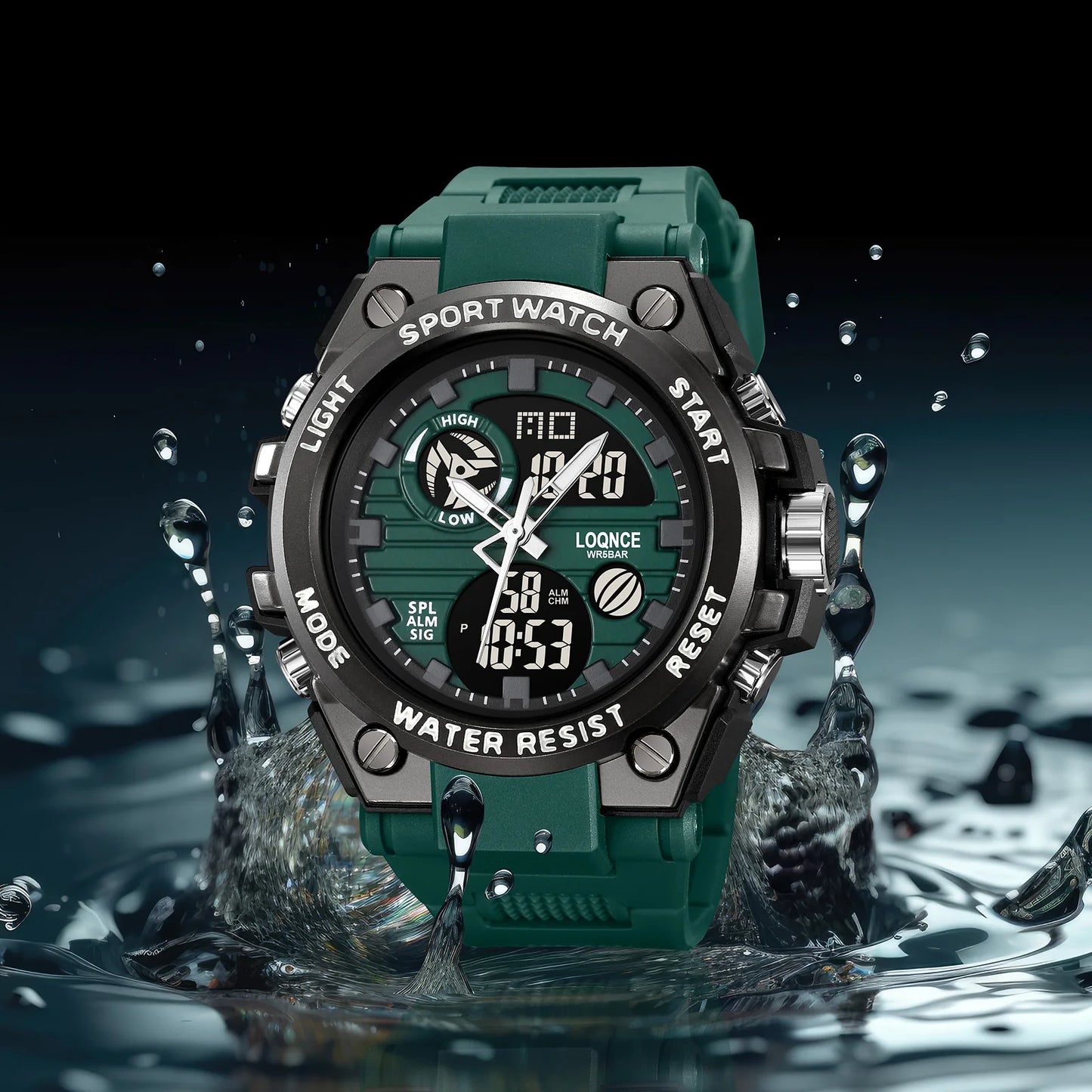 New LOQNCE Watch 98002 Fashion Men's Watch High Quality Analog-Digital Movement Calendar Luminous 50M Waterproof Watches