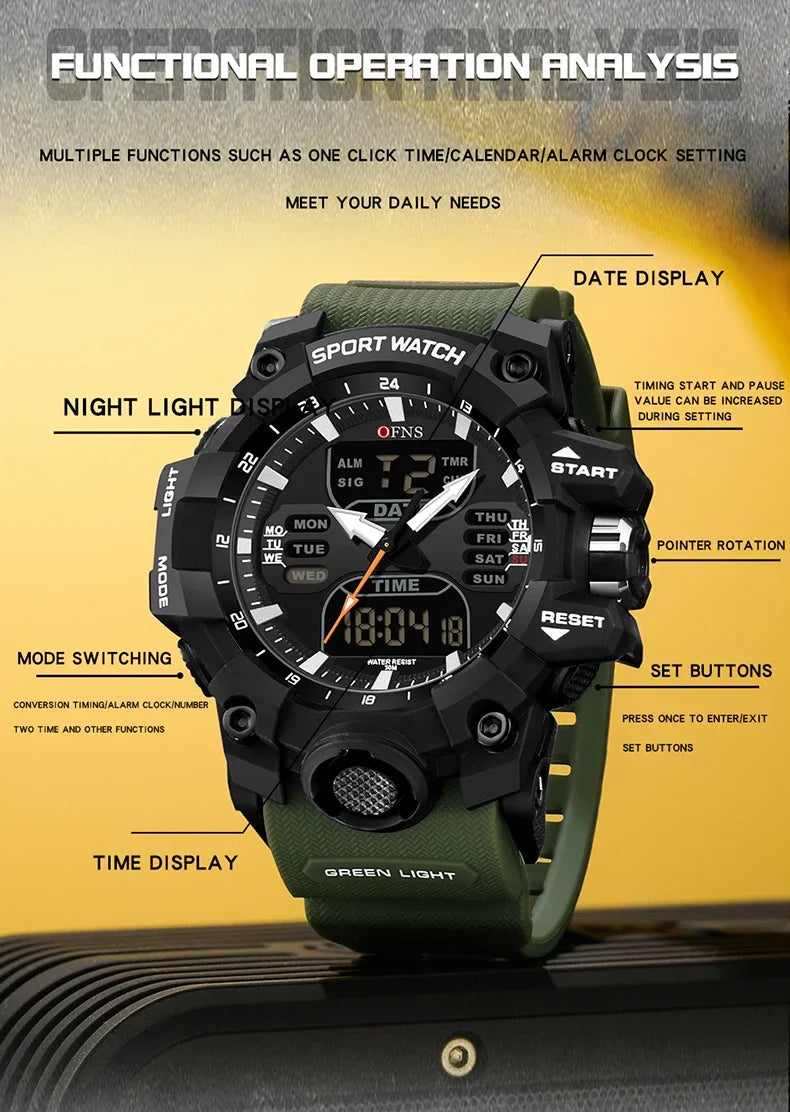 OFNS Top 6126 Nouvelle Montre Électronique à Écran Unique Calorimètre à Étapes Montre à Quartz Minimaliste Veilleuse Étanche Sport Homme