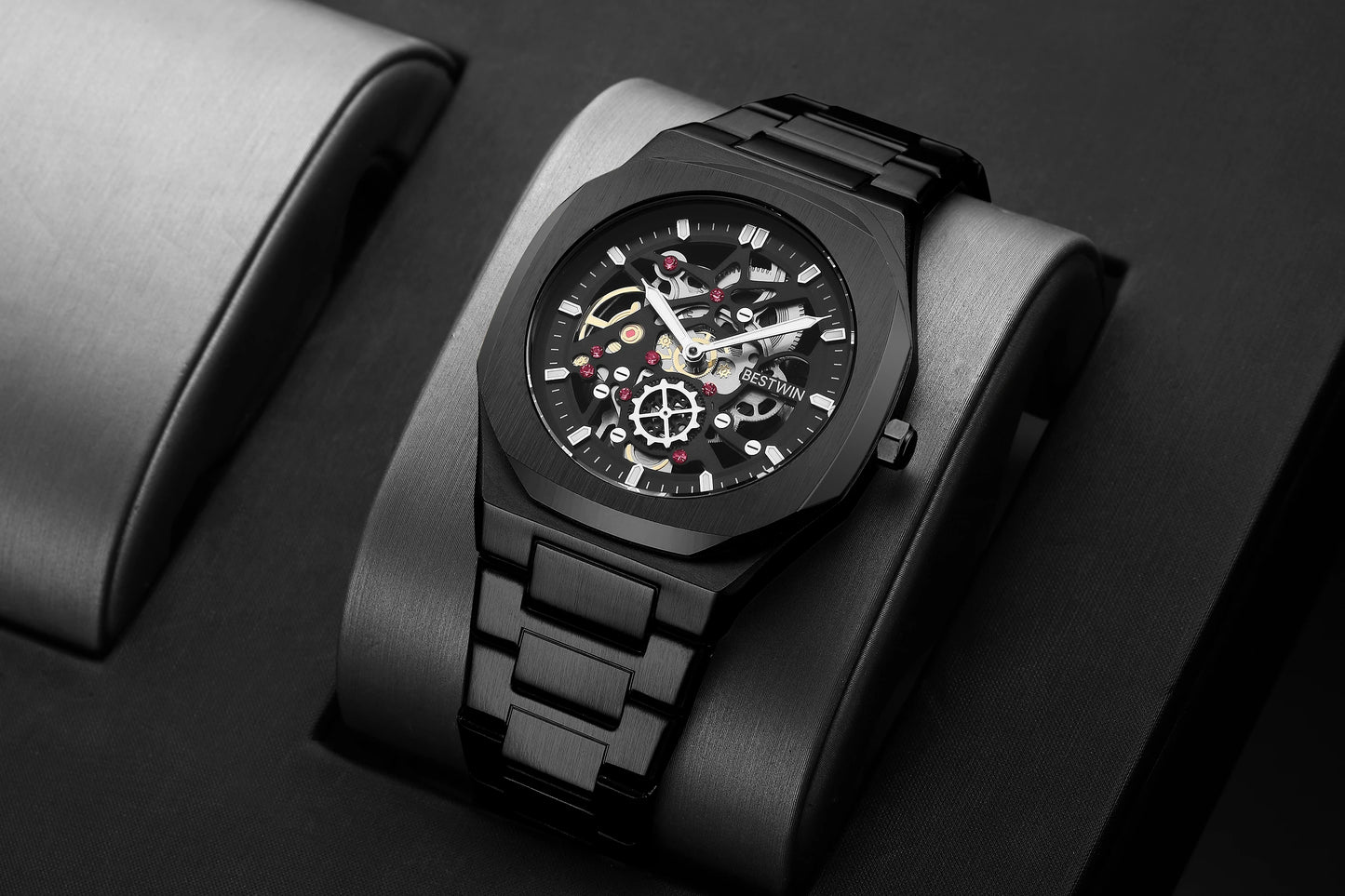 New Octagonal Design Quartz Wristwatches Men Golden Stainless Steel Dress Watch Date/Week Functions Luxury Diver's Clock Man