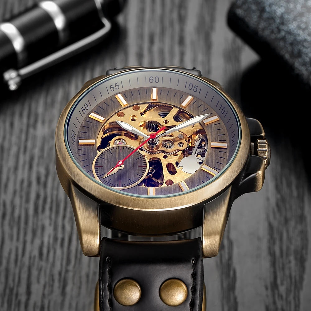 AUTOMATIC WATCH MAN MECHANICAL WATERPROOF WRIST WATCHES For Men LUXURY SKELETON MALE CLOCK STAINLESS STEEL SELF WIND Mens Watch