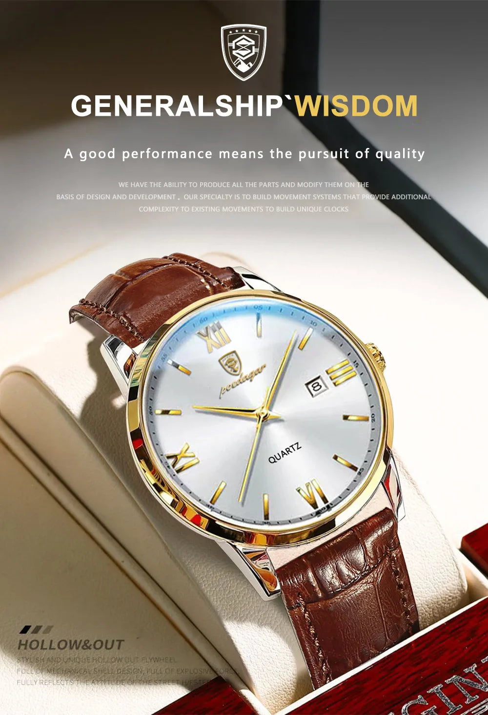 POEDAGAR Men's Watches Top Brand Luxury Men Wrist Watch Leather Quartz Watch Sports Waterproof Male Clock Business Watch +Box
