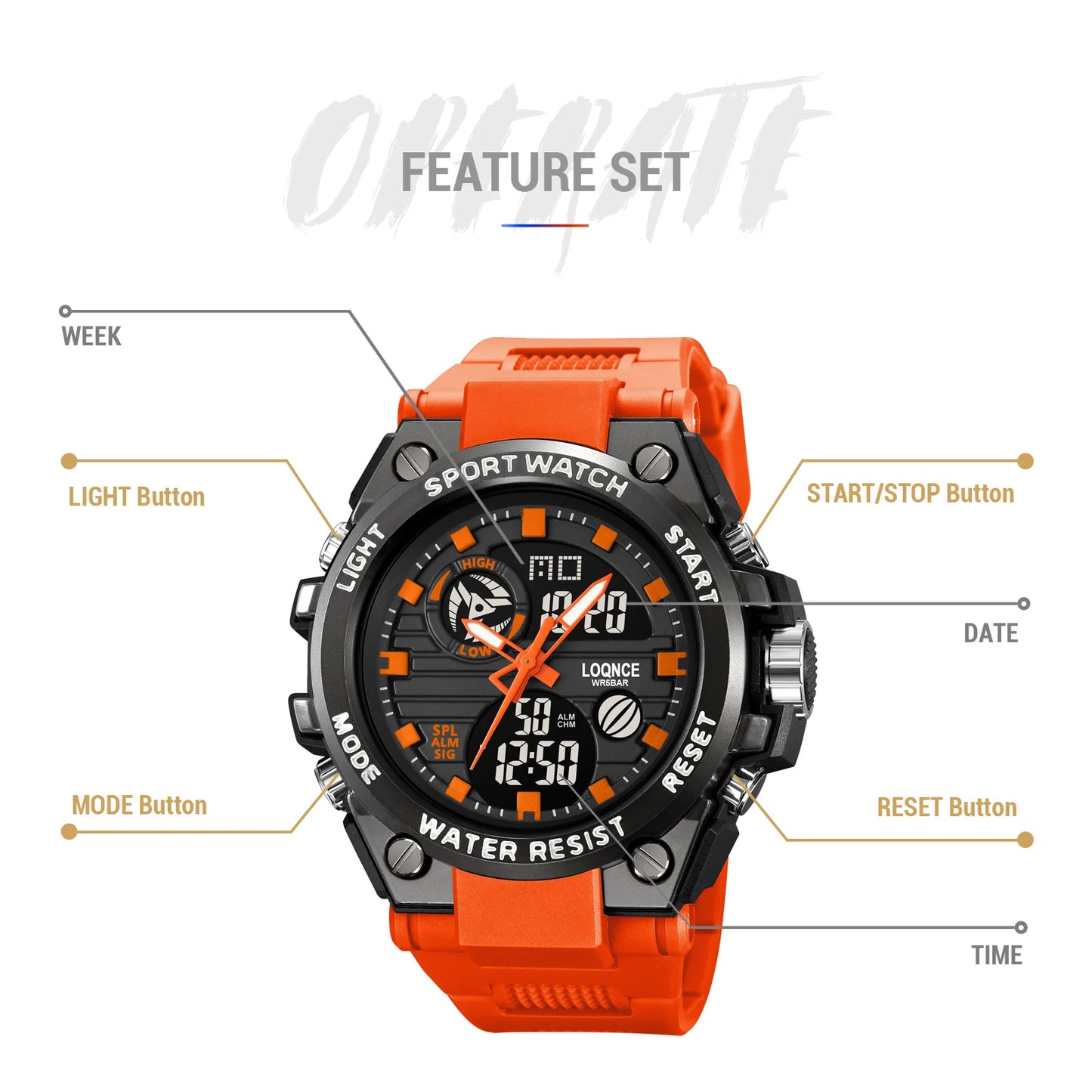 New LOQNCE Watch 98002 Fashion Men's Watch High Quality Analog-Digital Movement Calendar Luminous 50M Waterproof Watches