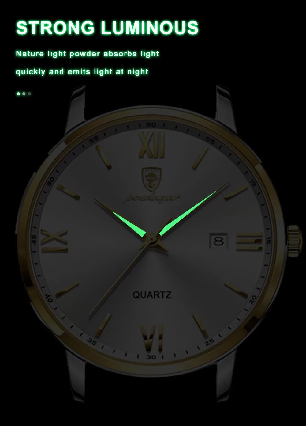 POEDAGAR Men's Watches Top Brand Luxury Men Wrist Watch Leather Quartz Watch Sports Waterproof Male Clock Business Watch +Box