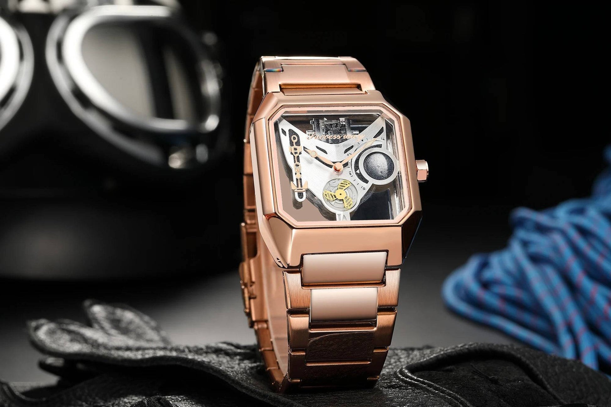 New Watches Square Unique Sport Mens Transparent Dial Watches Quartz Clock Man Watches Wristwatch 2023.