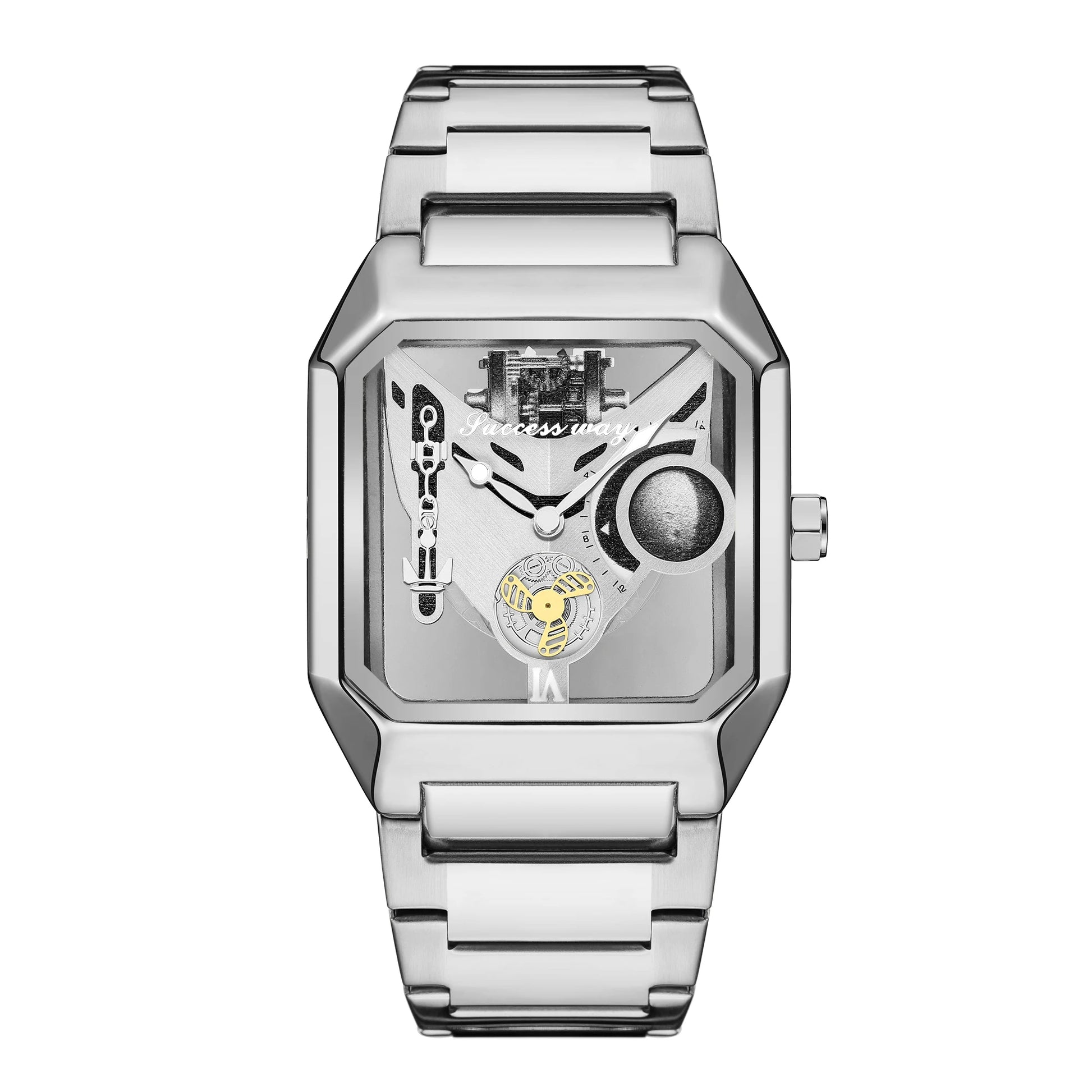 New Watches Square Unique Sport Mens Transparent Dial Watches Quartz Clock Man Watches Wristwatch 2023.