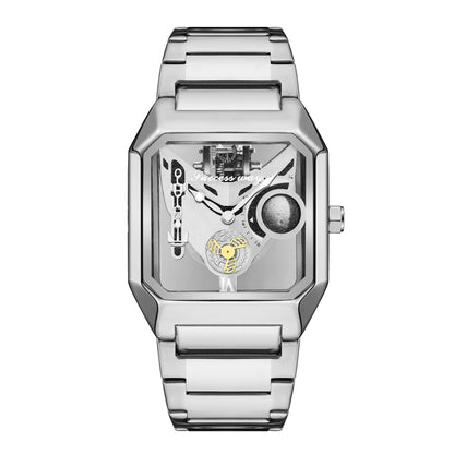New Watches Square Unique Sport Mens Transparent Dial Watches Quartz Clock Man Watches Wristwatch 2023.