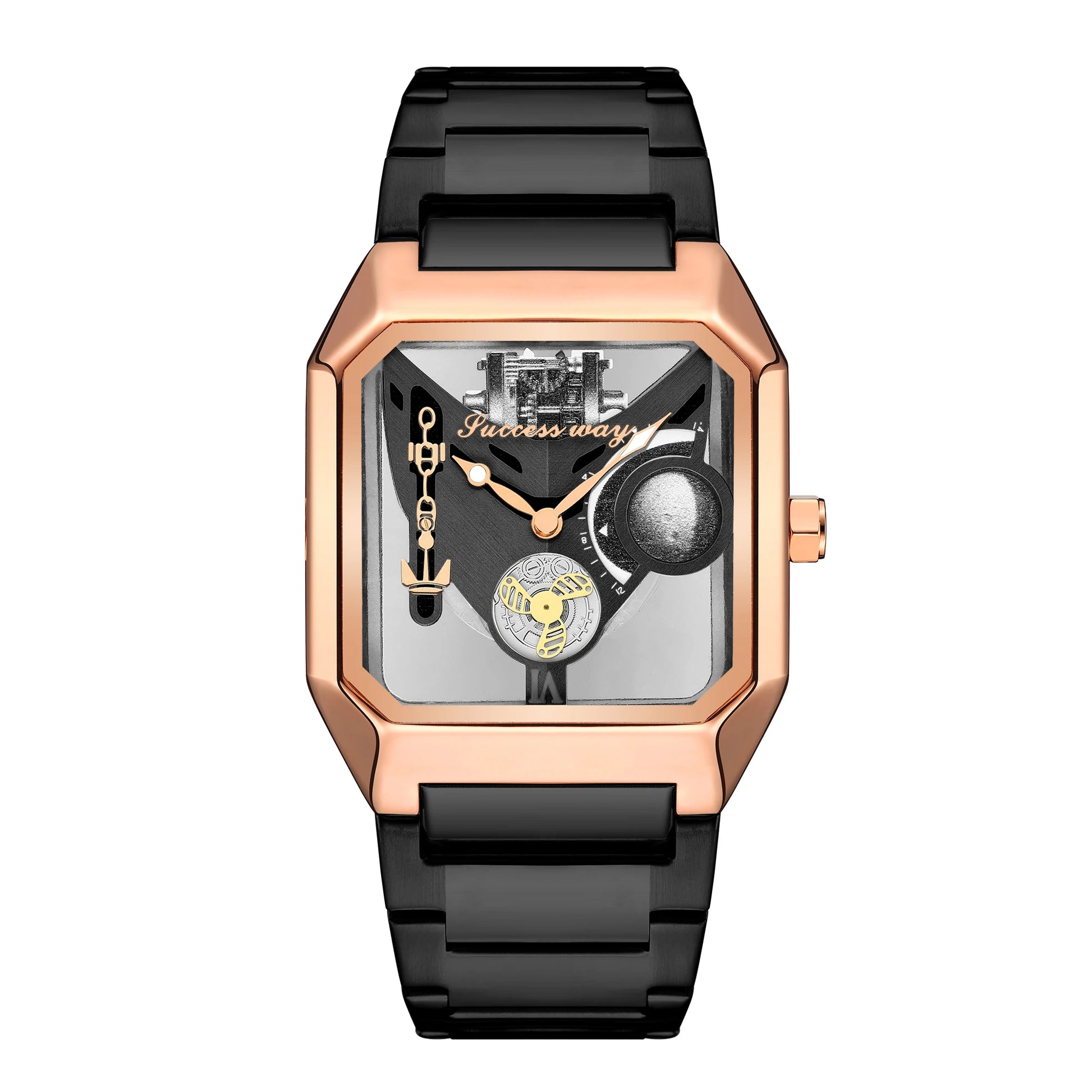 New Watches Square Unique Sport Mens Transparent Dial Watches Quartz Clock Man Watches Wristwatch 2023.