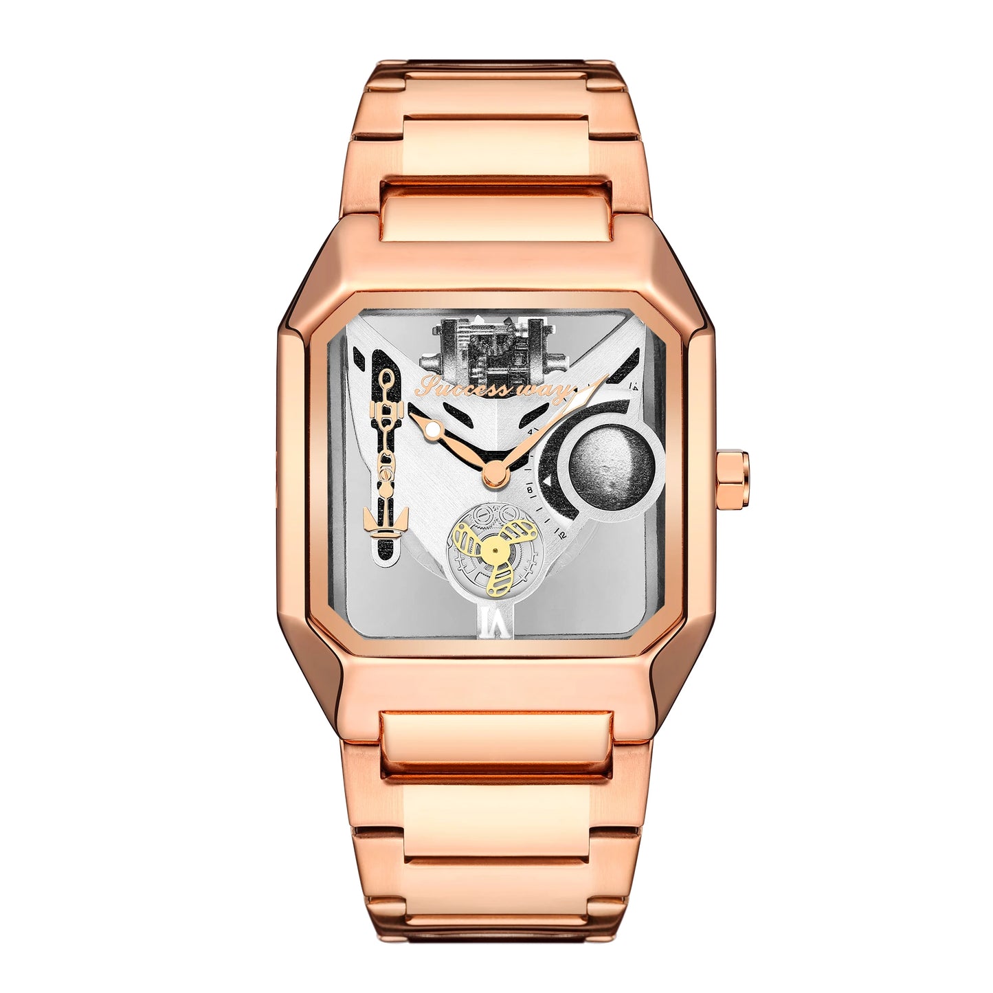 New Watches Square Unique Sport Mens Transparent Dial Watches Quartz Clock Man Watches Wristwatch 2023.