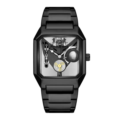 New Watches Square Unique Sport Mens Transparent Dial Watches Quartz Clock Man Watches Wristwatch 2023.