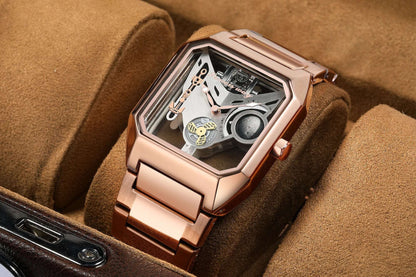 New Watches Square Unique Sport Mens Transparent Dial Watches Quartz Clock Man Watches Wristwatch 2023.
