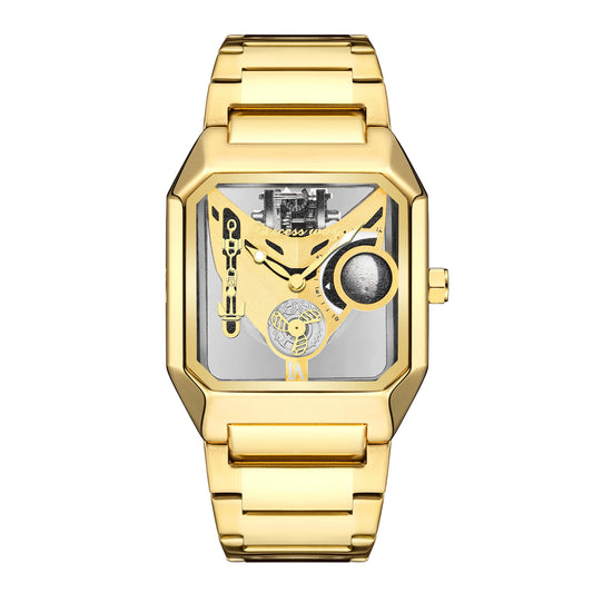 New Watches Square Unique Sport Mens Transparent Dial Watches Quartz Clock Man Watches Wristwatch 2023.