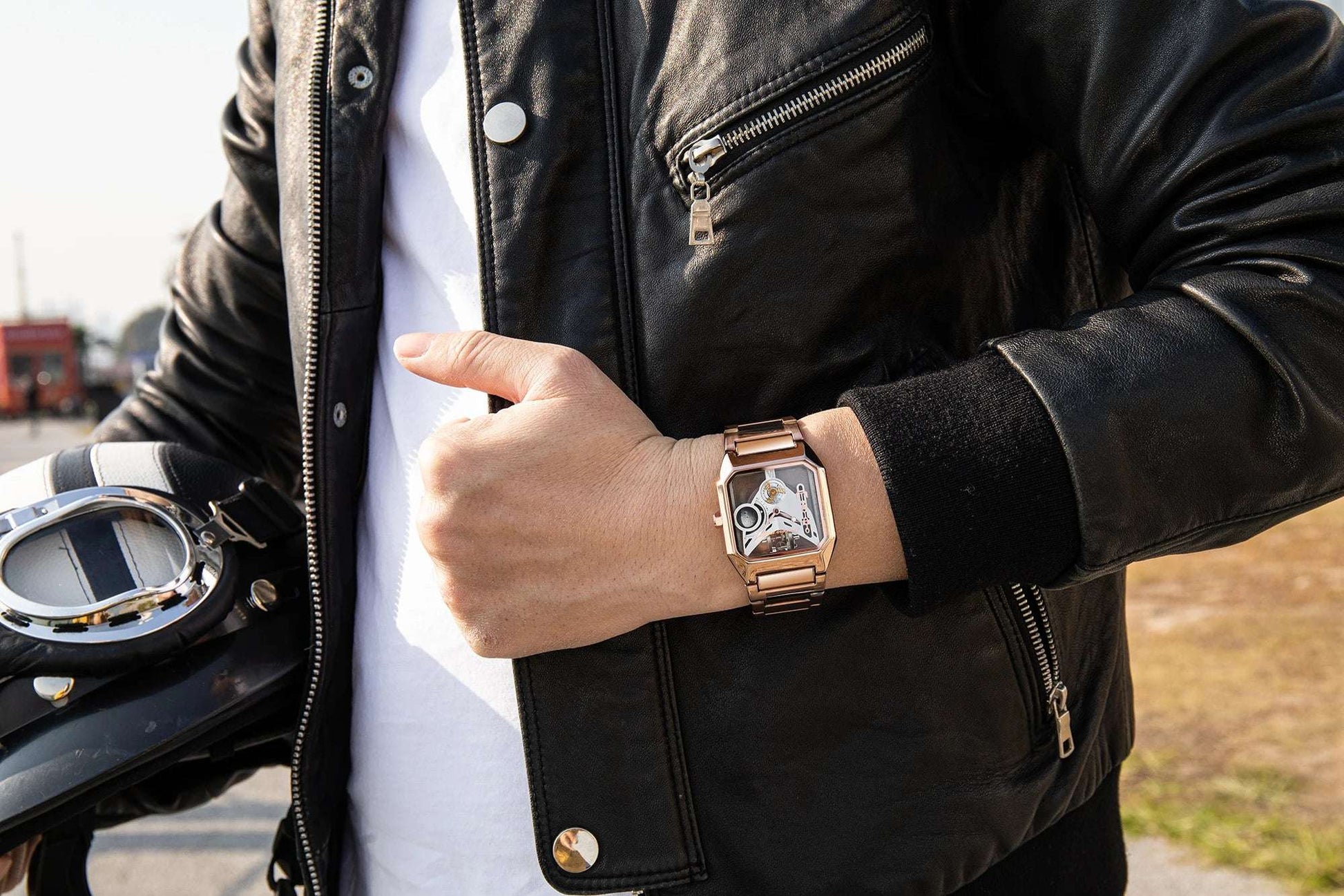 New Watches Square Unique Sport Mens Transparent Dial Watches Quartz Clock Man Watches Wristwatch 2023.