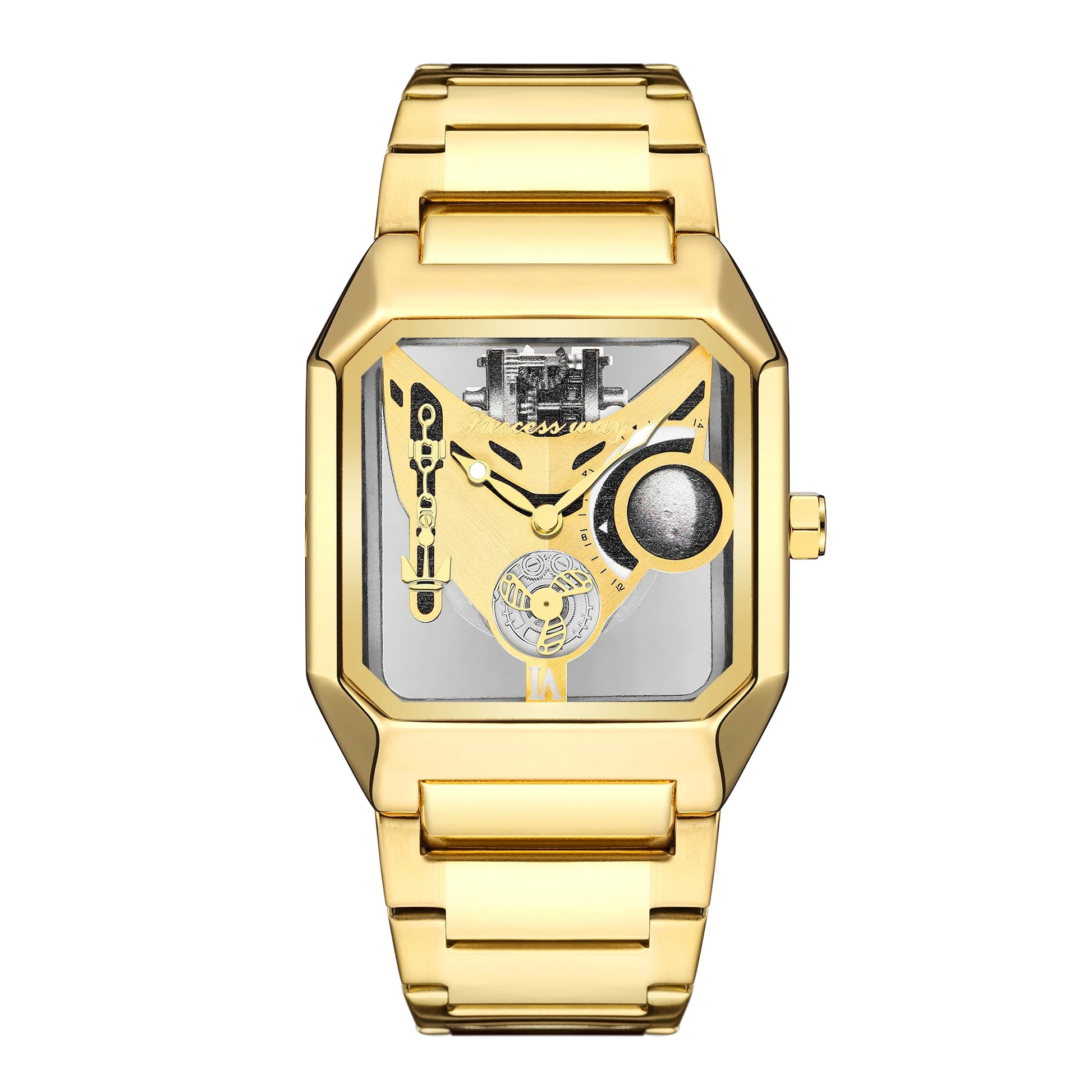 New Watches Square Unique Sport Mens Transparent Dial Watches Quartz Clock Man Watches Wristwatch 2023.