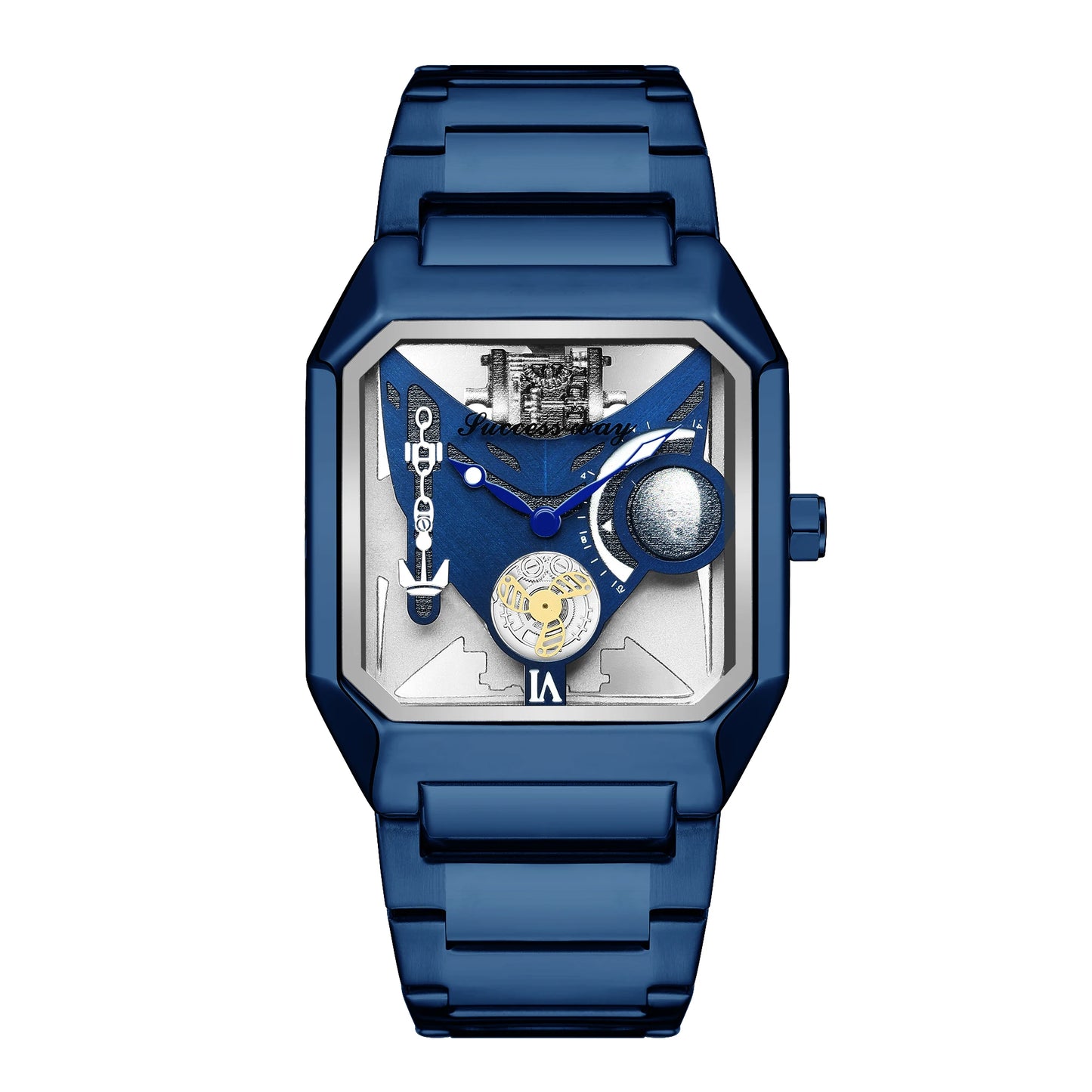 New Watches Square Unique Sport Mens Transparent Dial Watches Quartz Clock Man Watches Wristwatch 2023.