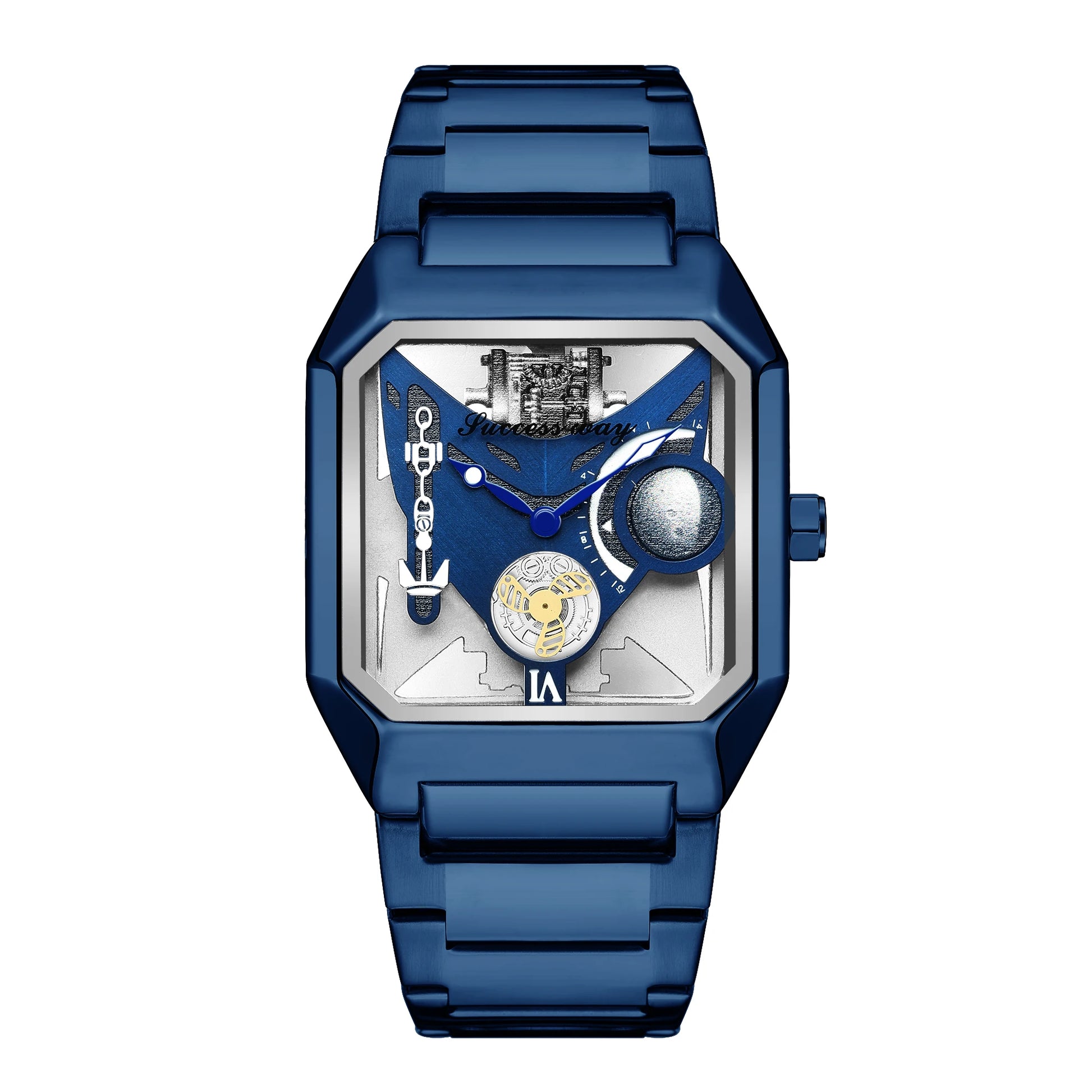 New Watches Square Unique Sport Mens Transparent Dial Watches Quartz Clock Man Watches Wristwatch 2023.