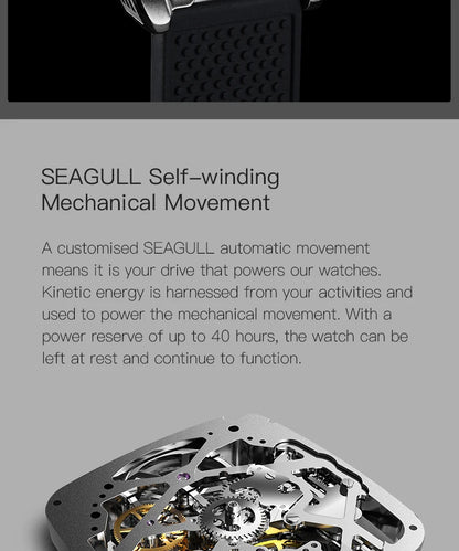 CIGA Design Z Series Men's Watch: Skeleton with Steel Case & Two Straps.