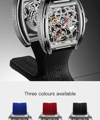CIGA Design Z Series Men's Watch: Skeleton with Steel Case & Two Straps.