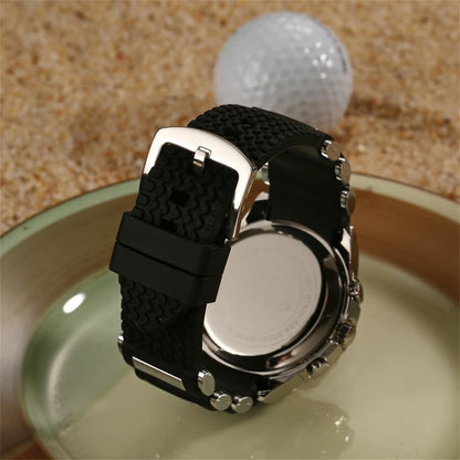 STRYVE 8023 Men's Watch Electronic Quartz Dual Movement Rubber Strap Date Week Luminous 50M Water Resistant Fashion Sports Watch