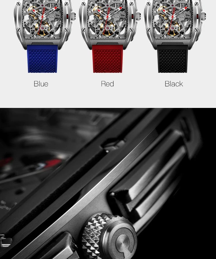 CIGA Design Z Series Men's Watch: Skeleton with Steel Case & Two Straps.