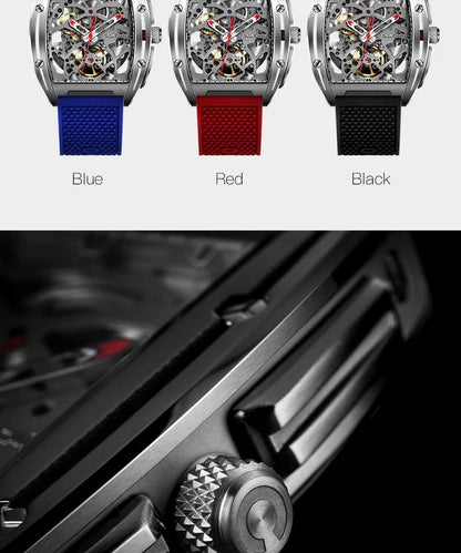 CIGA Design Z Series Men's Watch: Skeleton with Steel Case & Two Straps.