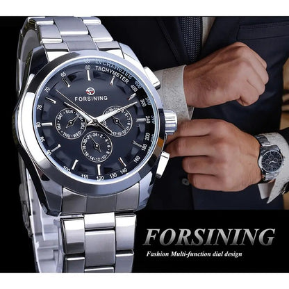 Forsining Business Style Automatic Watch Men Black Dial Mechanical Wristwatch With Calendar Luminou Pointers Free Ship to Brazil
