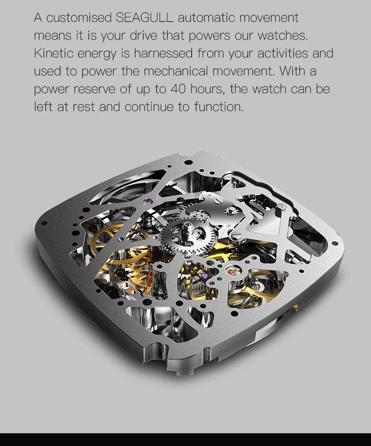 CIGA Design Men's Watch: Automatic Skeleton with Steel Case & Sapphire Crystal.