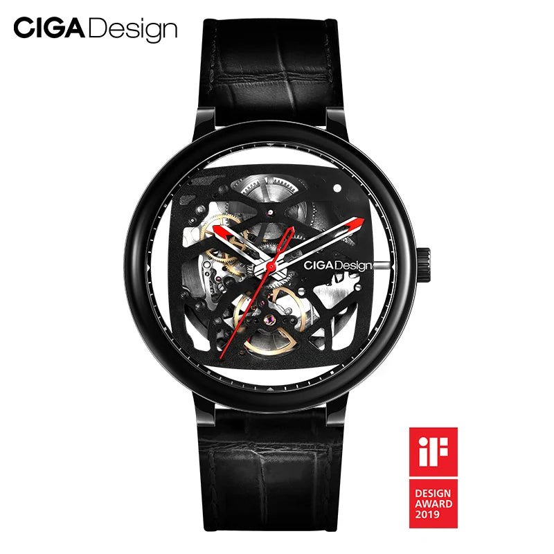 CIGA Design Men's Watch: Automatic Skeleton with Steel Case & Sapphire Crystal.