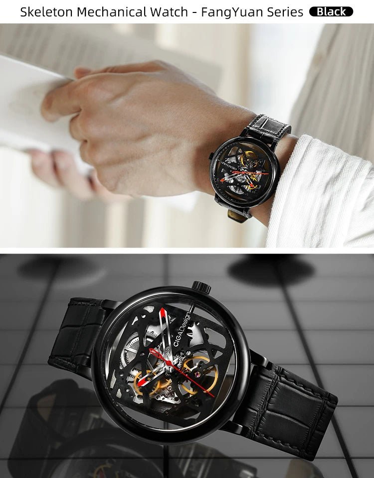 CIGA Design Men's Watch: Automatic Skeleton with Steel Case & Sapphire Crystal.