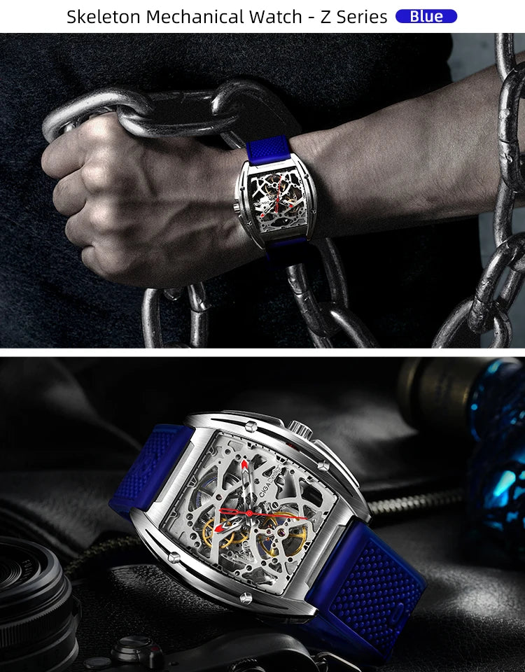 CIGA Design Z Series Men's Watch: Skeleton with Steel Case & Two Straps.