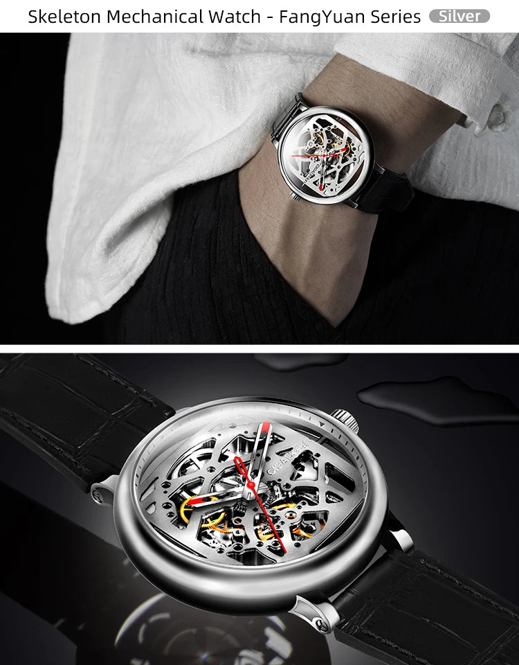 CIGA Design Men's Watch: Automatic Skeleton with Steel Case & Sapphire Crystal.