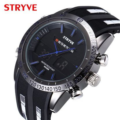 STRYVE S8005 Sport Dual Display Wristwatches Outdoor Quartz Digital Double Movement Watches Chronograph Alarm EL Light watches