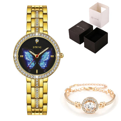 Women Watches Women STRYVE Watch butterfly Designer Ladies Watch Luxury Brand Diamond Quartz Gold Wrist Watch Gifts For Women